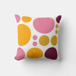 Groot polka dots patroon   Geel Roze Bruin Kussen