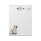 Groot Pyreneeën Waterverf Monogram Gepersonaliseer Notitieblok (Gedraaid)