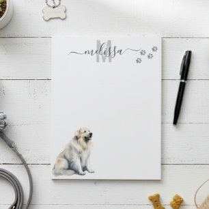 Groot Pyreneeën Waterverf Monogram Gepersonaliseer Notitieblok