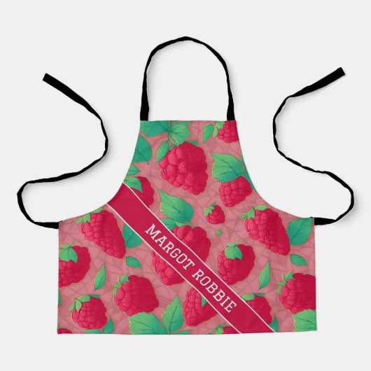 Groot Raspberry geometrisch kleurrijk patroon Schort (Voorkant)