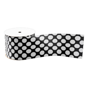 Groot retro stip - wit en zwarte grosgrain lint