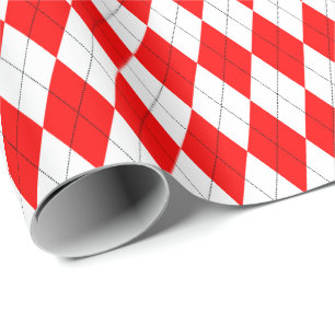 Groot rood en wit Argyle-cadeaupapier Cadeaupapier