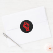 groot rood gehesen eerste groet van eenheid solida ronde sticker (Envelop)