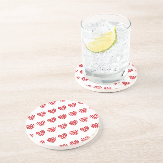 Groot rood hart met weinig hart zandsteen onderzetter (Zijkant)