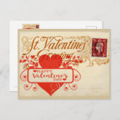 Groot Rood Hart  Valentijn Briefkaart (Voorkant / Achterkant)