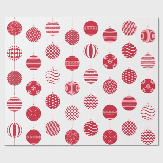 Groot rood kerstbal patroon inpakpapier (Vlak)