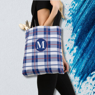 Groot, Rood, Wit & Blauw Monogram Plaid Draagtas