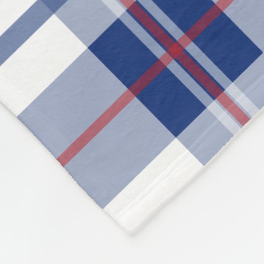 Groot, Rood, Wit & Blauw Monogram Plaid Fleece Deken (Hoek)