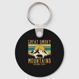 Groot rookgebergte nationaal park retro zonsonderg sleutelhanger