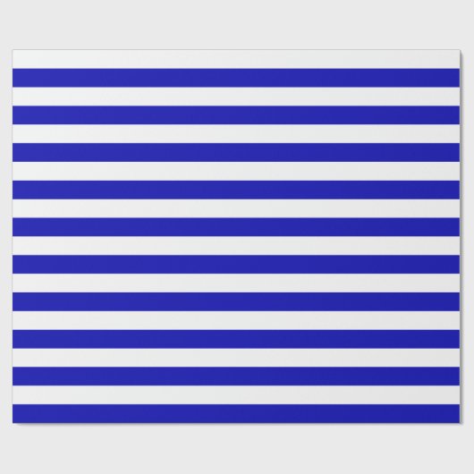 Groot Royal Blue- en White Stripes Wrapping Paper Cadeaupapier (Vlak)