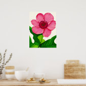 Groot roze annemon met Emerald Green Leaves Poster (Keuken)