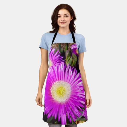 Groot roze Aussie Rambler Flower, Full Print Schor Schort (Gedragen)