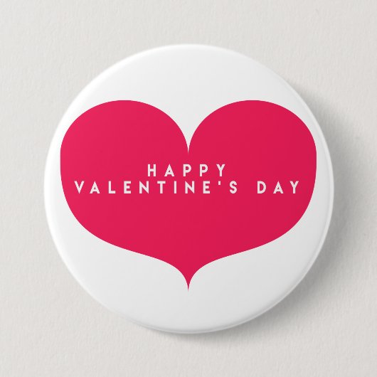 Groot roze hart - Happy Valentijnsdag Button (Voorkant)