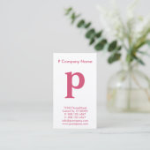groot roze monogram visitekaartje (Staand voorkant)