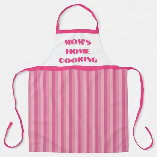 Groot roze stripte Schort voor thuiskoken van mama (Voorkant)