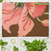 Groot roze ventiel met diepe rode achtergrond theedoek (Gevouwen)