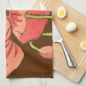 Groot roze ventiel met diepe rode achtergrond theedoek (Quarter Fold)