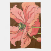 Groot roze ventiel met diepe rode achtergrond theedoek (Verticaal)