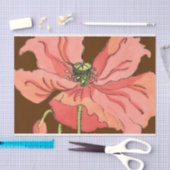 Groot roze ventiel met diepe rode achtergrond tissuepapier (Craft)