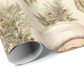 Groot Santa Retro Goud Verpakkingsdocument Cadeaupapier (Rol Hoek)