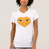 Groot Schattige Hart met Ogen op Wit T Shirt (Voorkant)