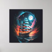 GROOT SCHIP ZEILEN IN DONKERE NACHT DROOM ODYSSEY CANVAS AFDRUK (Voorkant)