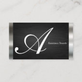 Groot script monogram | Zwart Zilver Visitekaartje (Voorkant)