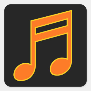 Groot Sinaasappel en geel muzieknoot Vierkante Sticker