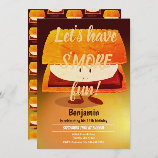 Groot S'more Kind Birthday Party - Verticale uitno Kaart (Voorkant / Achterkant)