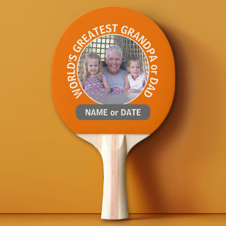 Groot ter wereld met foto's en aangepaste tekst -  tafeltennisbatje