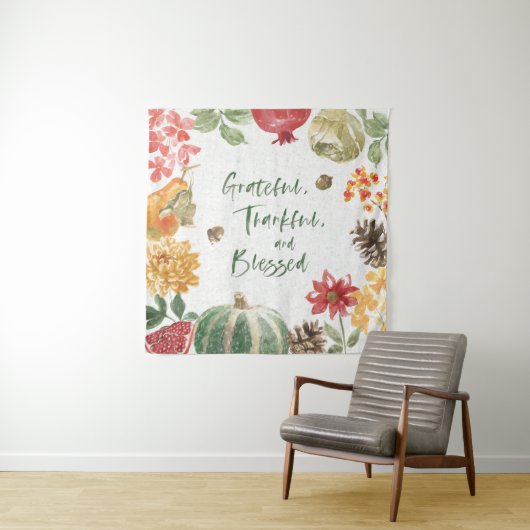 Groot, Thankful en Gezegend Oogst Wandkleed (In Situ (horizontaal))