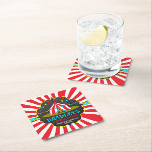 Groot Top Circus Carnaval Chalkboard 1st Vierkante Kartonnen Onderzetter