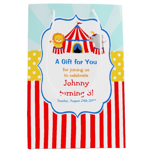 Groot Top Circus Carnaval Verjaardagsfeest Dank u Medium Cadeauzakje (Voorkant)
