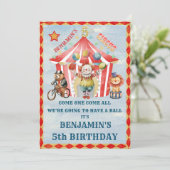 Groot Top Circus Carnaval Vijfde Verjaardag Kaart (Staand voorkant)
