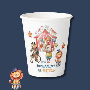 Groot Top Circus Carnaval Vijfde Verjaardag Papieren Bekers