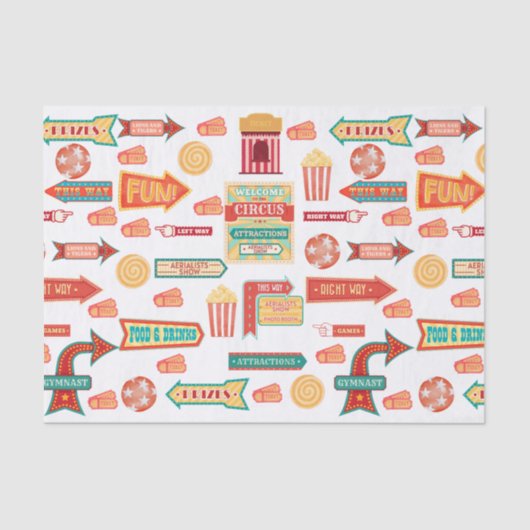 Groot Top Circus Thema Tissuepapier (Voorkant)