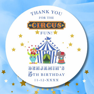 Groot Top Circus Verjaardagsfeest Dank u Ronde Sticker
