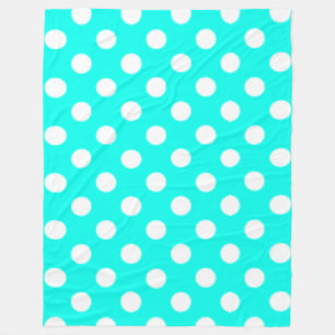 Groot Turkoois Blauw Polkadots Fleece Deken