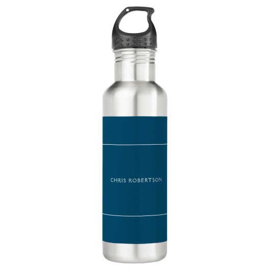 Groot Uitstekend Jouw naam Ocean Blue White Custom Waterfles (Voorkant)