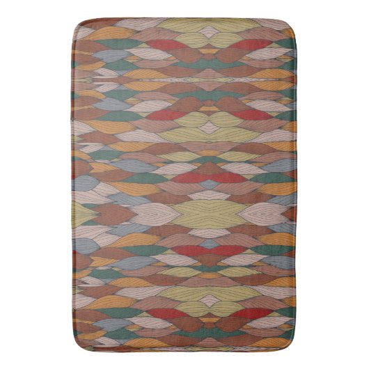 Groot uniek patroon met roze Oranje bruin groen Badmat (Voorkant Verticaal)