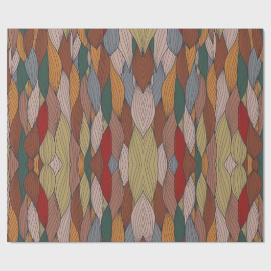 Groot uniek patroon met roze Oranje bruin groen Cadeaupapier (Vlak)