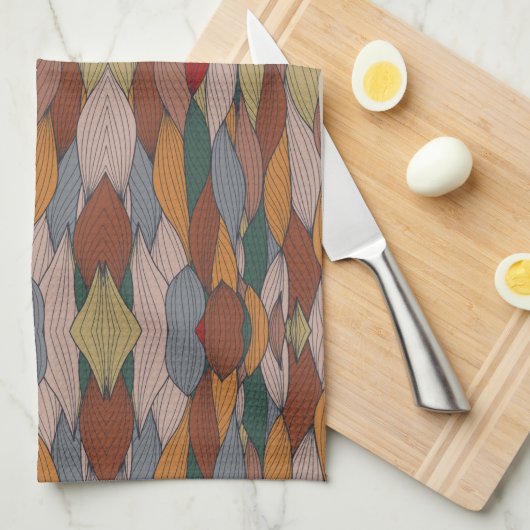 Groot uniek patroon met roze Oranje bruin groen Theedoek (Quarter Fold)