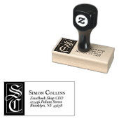 Groot vast monogram retouradres 	rubberstempel (Gestempeld)