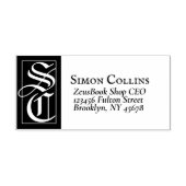 Groot vast monogram retouradres 	rubberstempel (Afrduk)