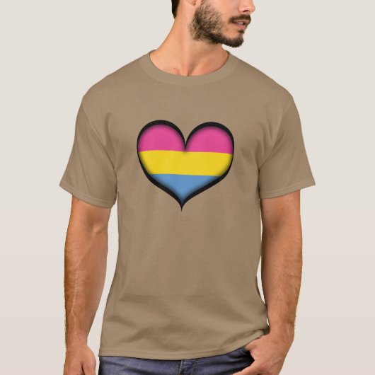 Groot vectorhart in Pansexual Pride Flag kleuren T-shirt (Voorkant)