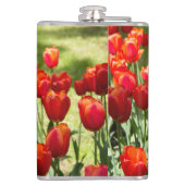 Groot veld rode tulpen heupfles (Achterkant)