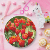 Groot veld rode tulpen papieren bordje (Feest)