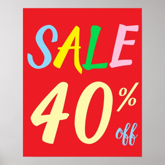 Groot Verkoopteken, 40% Off Sale Poster (Voorkant)