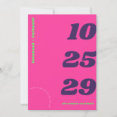 Groot & Vet Datum Heet Roze Retro Foto Bruiloft Save The Date (Voorkant)