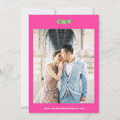 Groot & Vet Datum Heet Roze Retro Foto Bruiloft Save The Date (Achterkant)